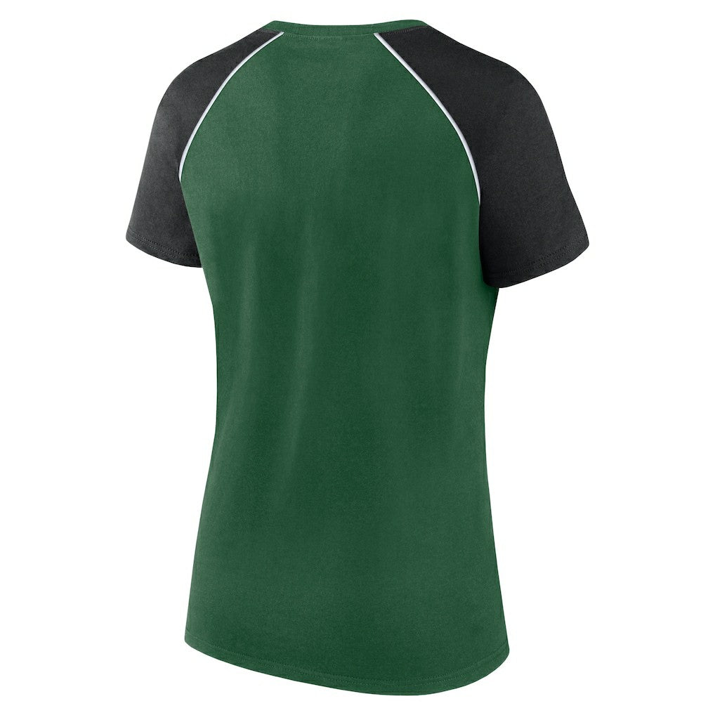 New York Jets Women's Glittered Primary Raglan T-Shirt Green/Black - Fanatics