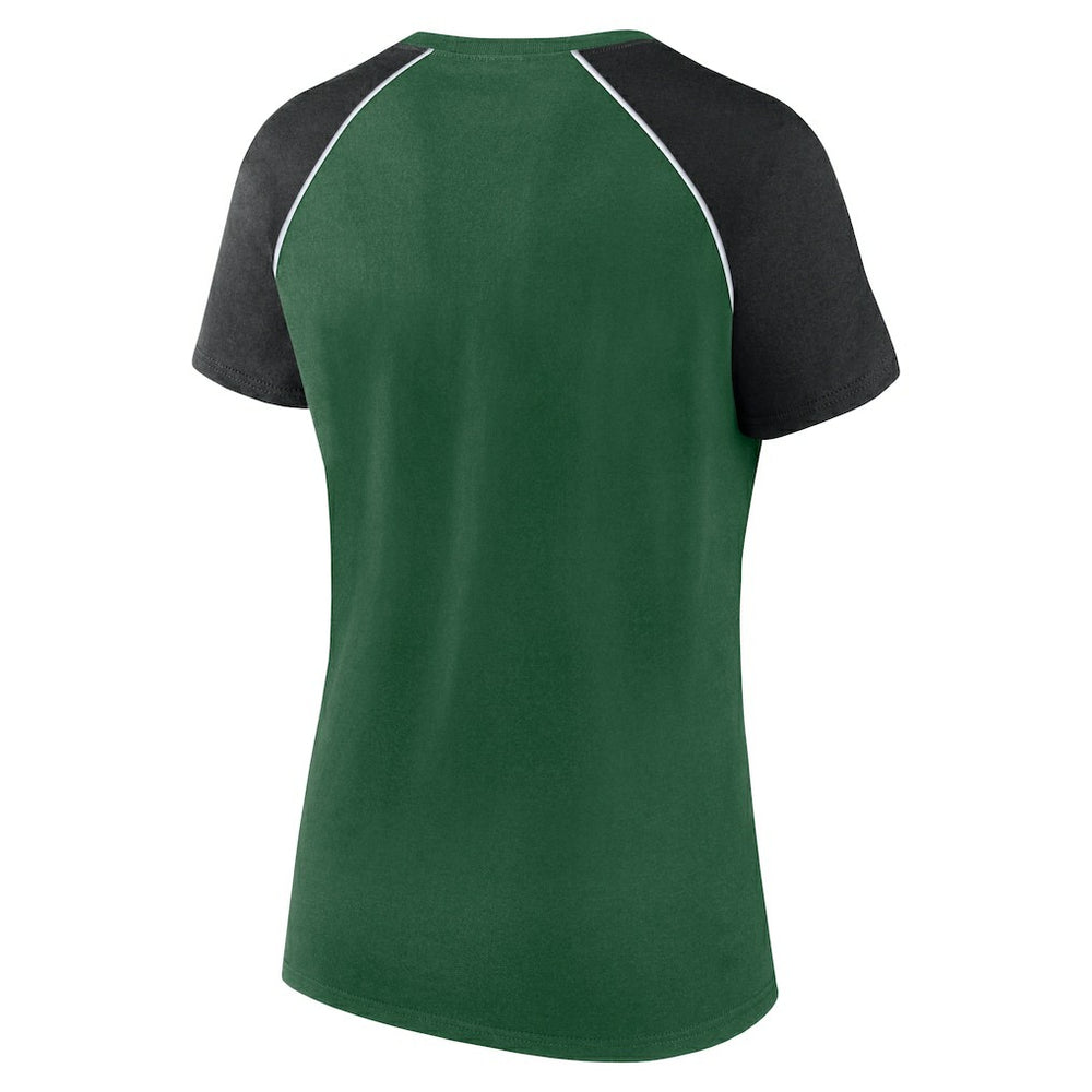 New York Jets Women's Glittered Primary Raglan T-Shirt Green/Black - Fanatics