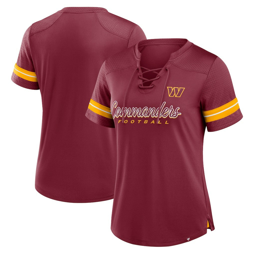Washington Commanders Women's Play Script Lace-Up T-Shirt Burgundy - Fanatics