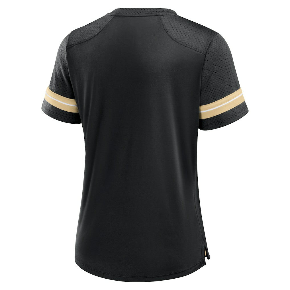 New Orleans Saints Women's Play Script Lace-Up T-Shirt Black - Fanatics
