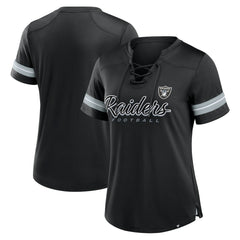 Las Vegas Raiders Women's Play Script Lace-Up T-Shirt Black - Fanatics