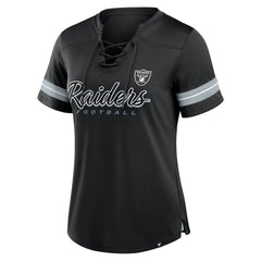 Las Vegas Raiders Women's Play Script Lace-Up T-Shirt Black - Fanatics