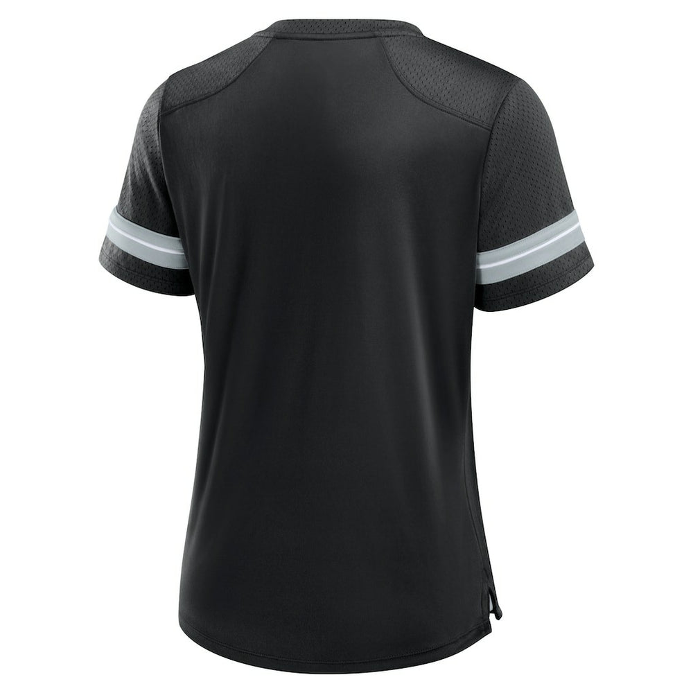 Las Vegas Raiders Women's Play Script Lace-Up T-Shirt Black - Fanatics
