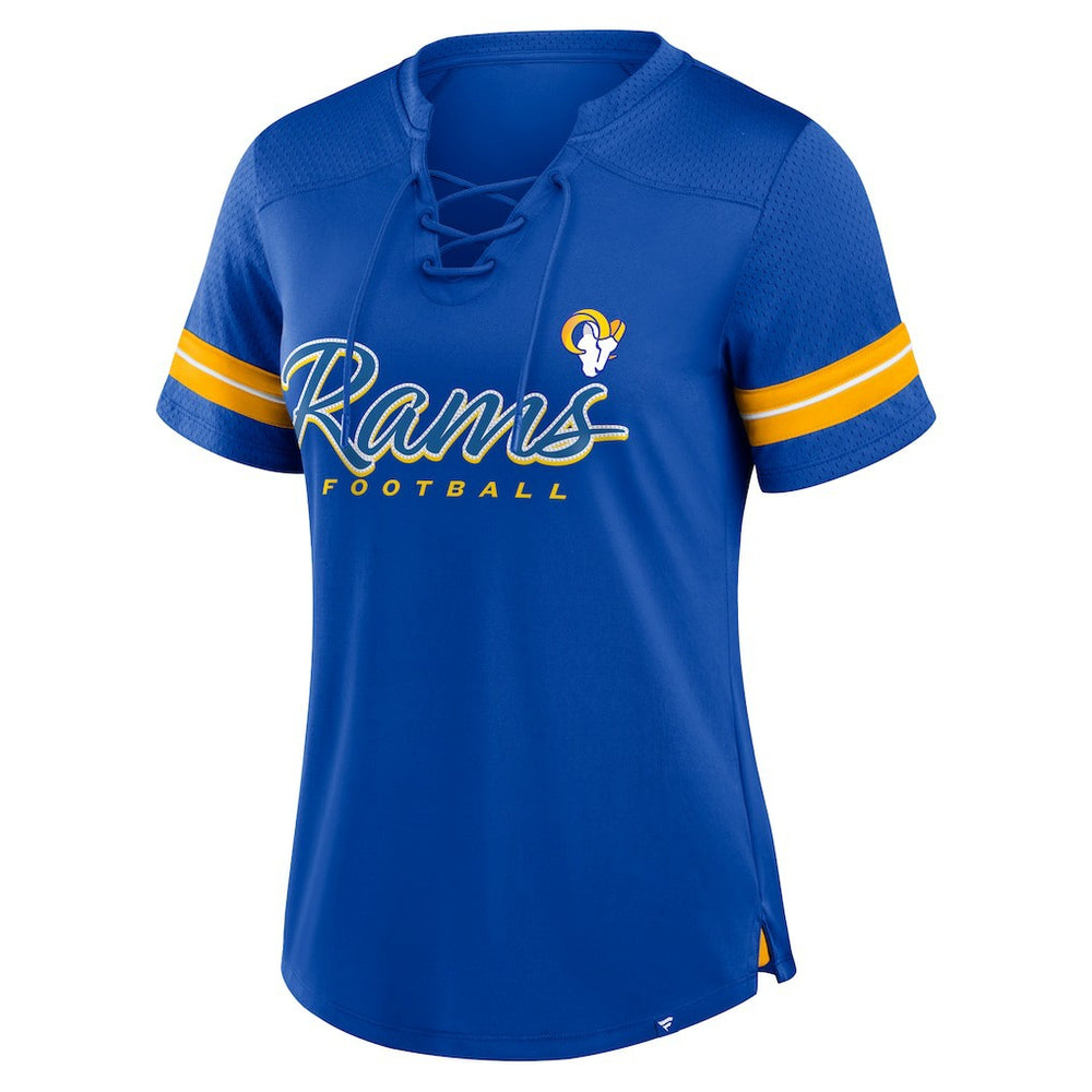 Los Angeles Rams Women's Play Script Lace-Up T-Shirt Royal - Fanatics