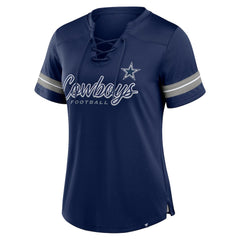 Dallas Cowboys Women's Play Script Lace-Up T-Shirt Navy - Fanatics
