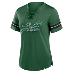 New York Jets Women's Play Script Lace-Up T-Shirt Green - Fanatics