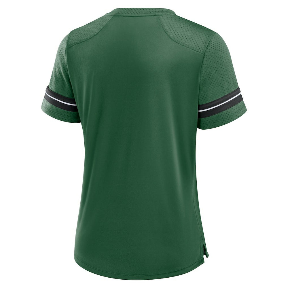 New York Jets Women's Play Script Lace-Up T-Shirt Green - Fanatics