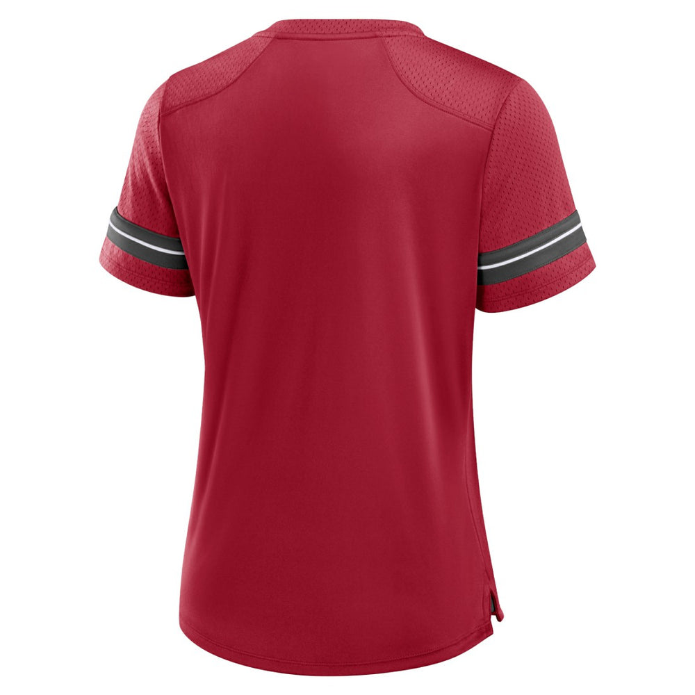 Tampa Bay Buccaneers Women's Play Script Lace-Up T-Shirt Red - Fanatics