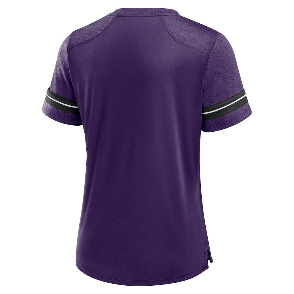 Baltimore Ravens Women's Play Script Lace-Up T-Shirt Purple - Fanatics