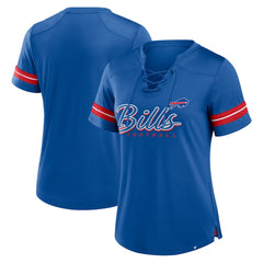 Buffalo Bills Women's Play Script Lace-Up T-Shirt Royal - Fanatics