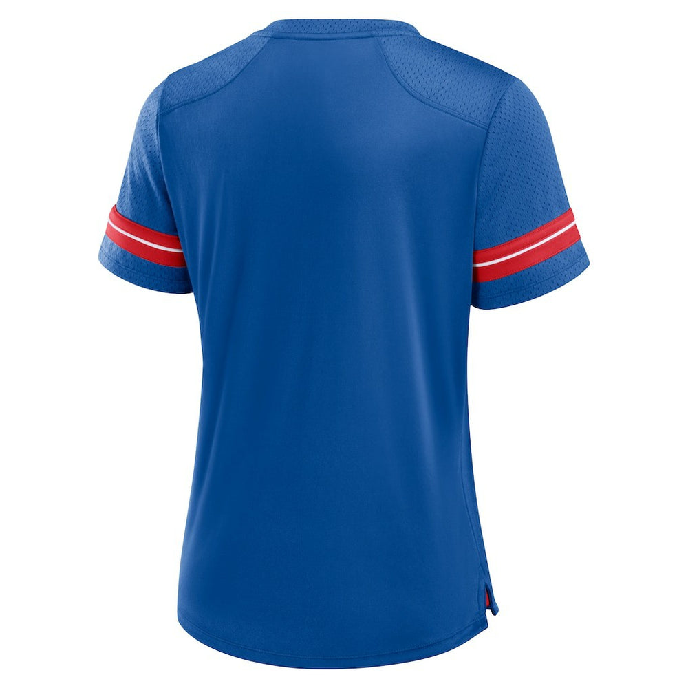 Buffalo Bills Women's Play Script Lace-Up T-Shirt Royal - Fanatics