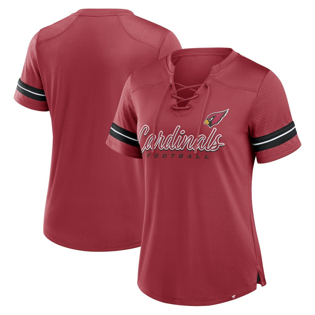 Arizona Cardinals Women's Play Script Lace-Up T-Shirt Cardinal - Fanatics