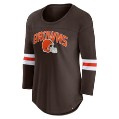 Cleveland Browns Women's First Team Arch Logo 3/4 Sleeve T-Shirt Brown - Fanatics