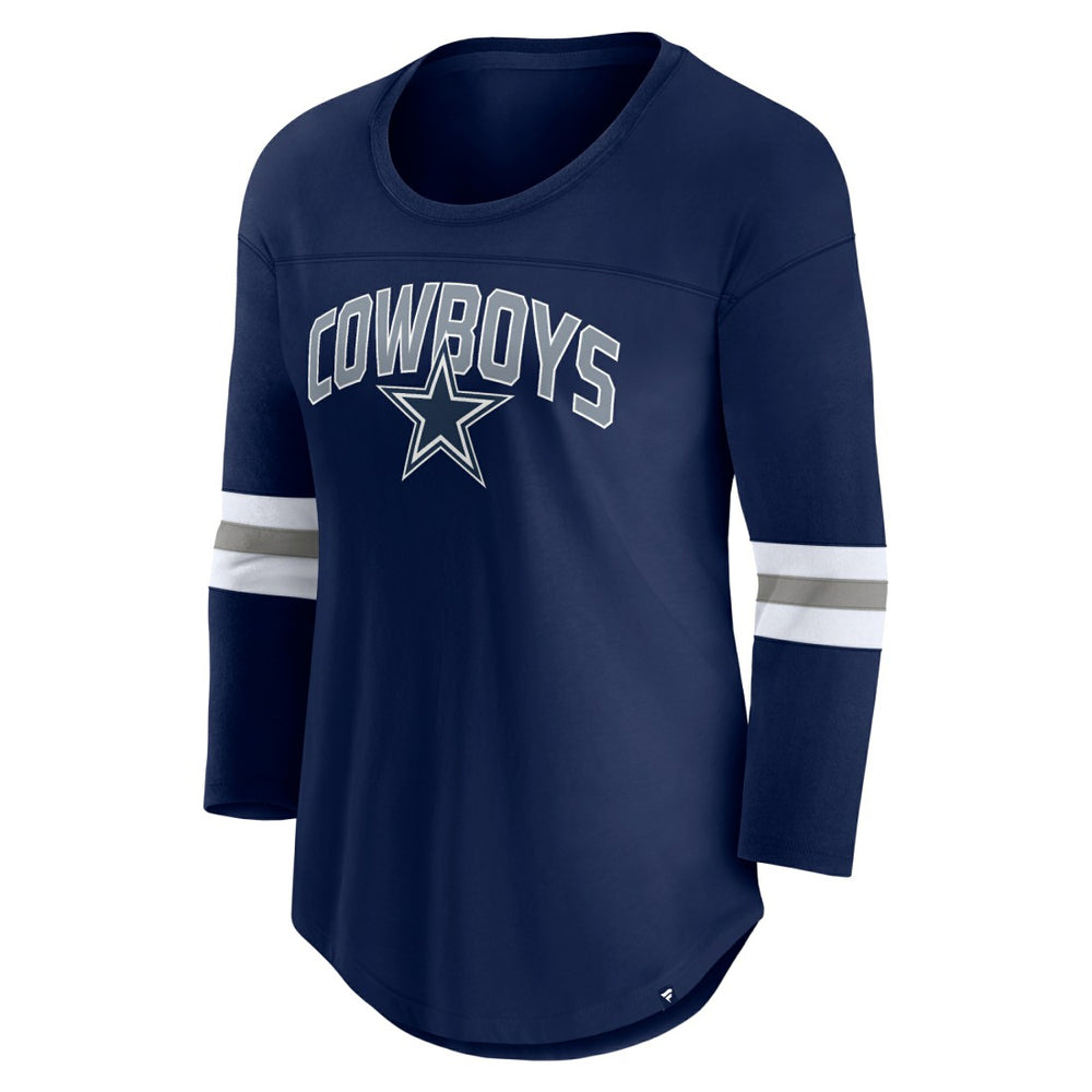 Dallas Cowboys Women's First Team Arch Logo 3/4 Sleeve T-Shirt Navy - Fanatics