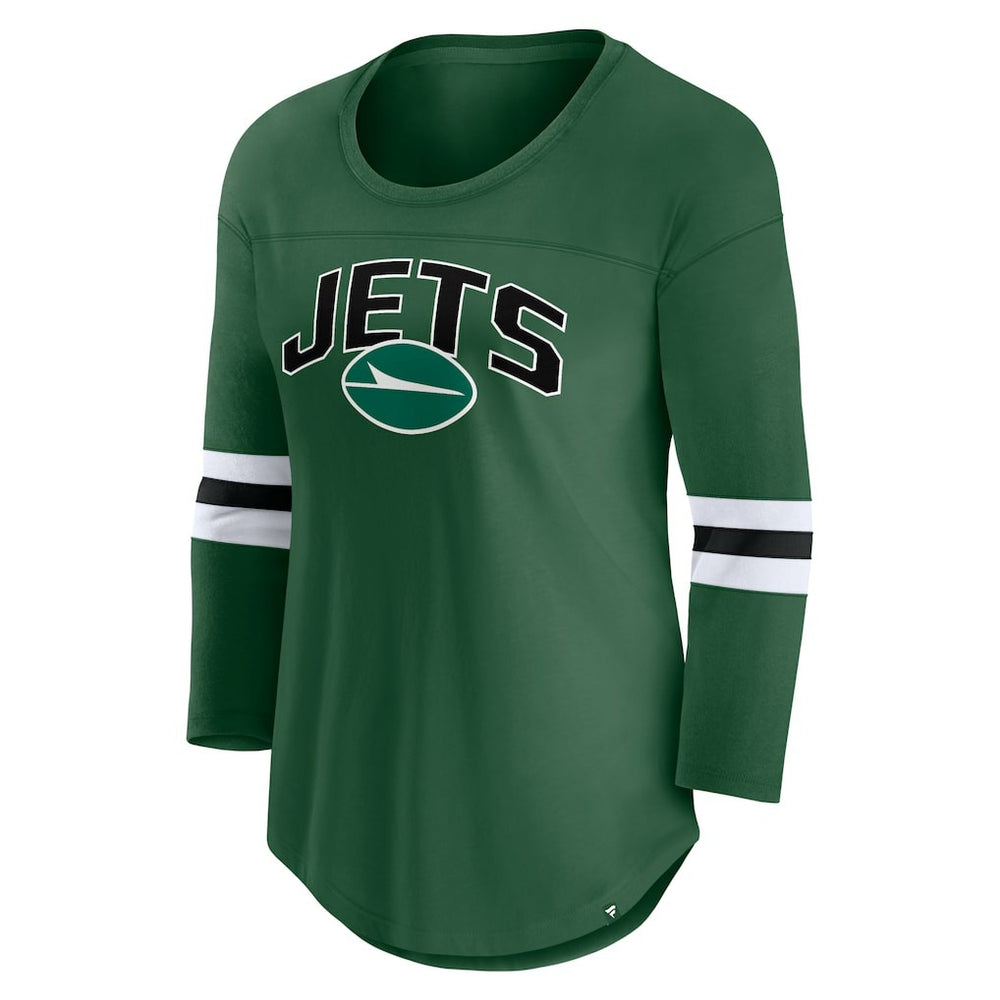New York Jets Women's First Team Arch Logo 3/4 Sleeve T-Shirt Green - Fanatics