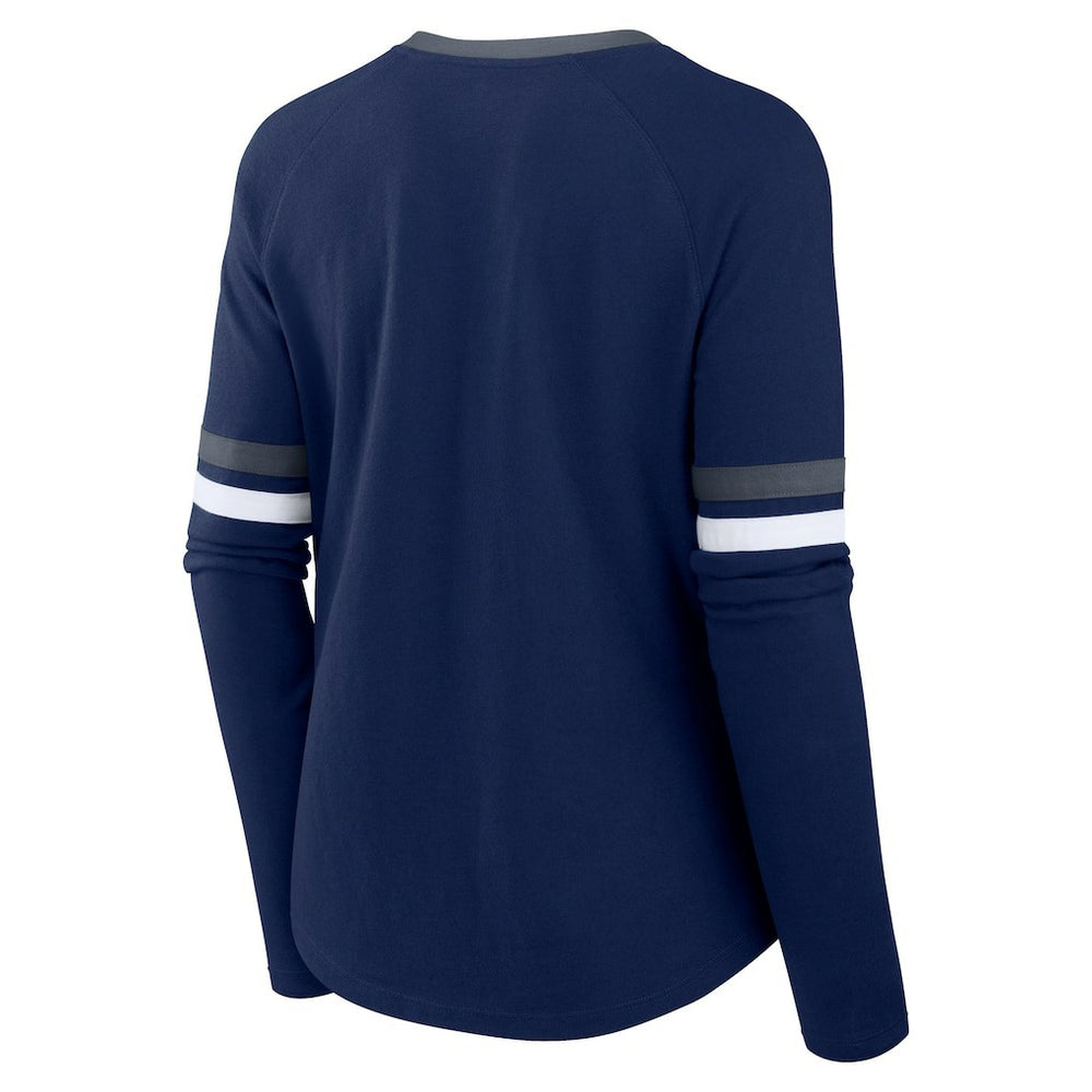Dallas Cowboys Women's Won and Done Lace-Up Long Sleeve Fashion Top Navy - Fanatics
