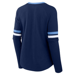Tennessee Titans Women's Won and Done Lace-Up Long Sleeve Fashion Top Navy - Fanatics