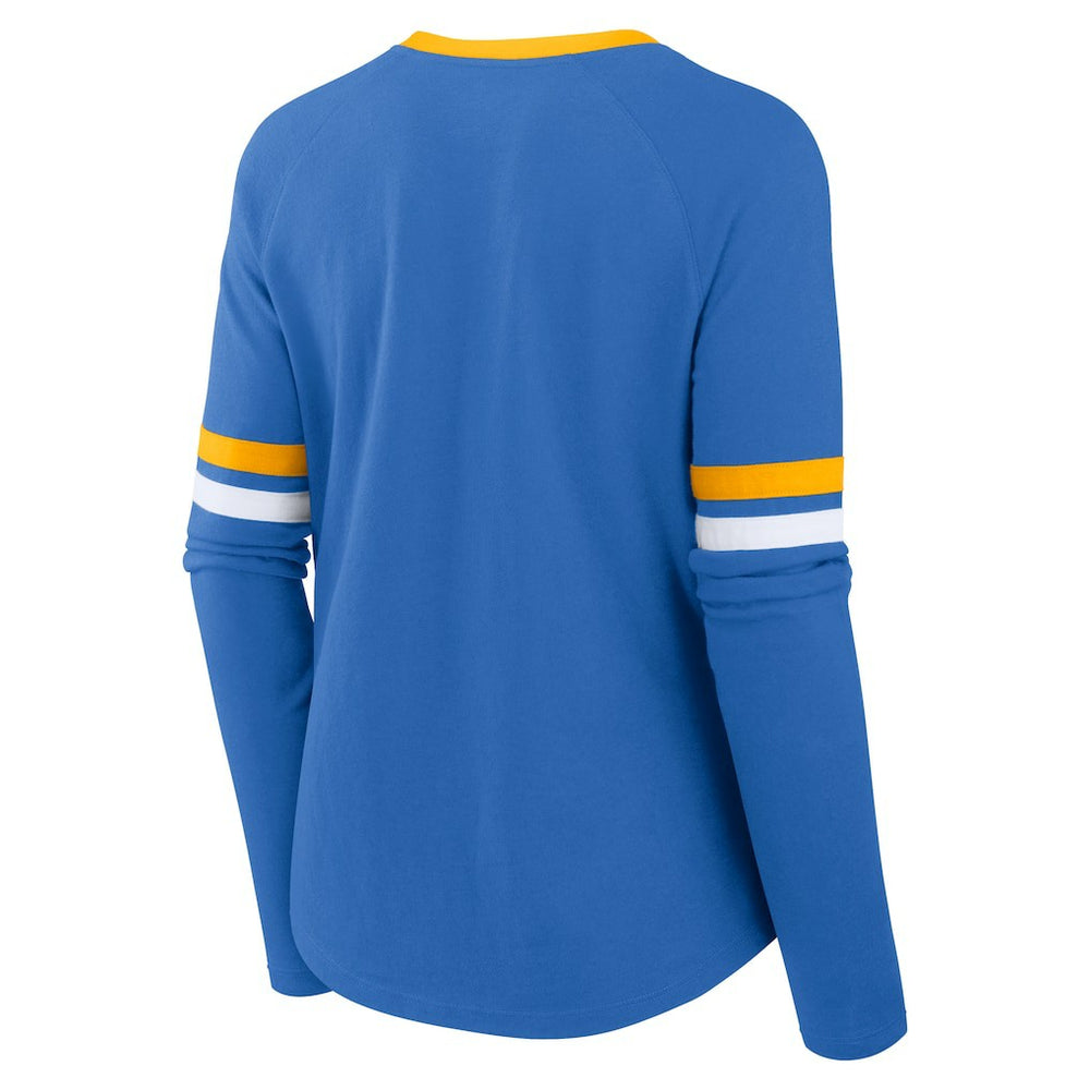 Los Angeles Chargers Women's Won and Done Lace-Up Long Sleeve Fashion Top Powder Blue - Fanatics
