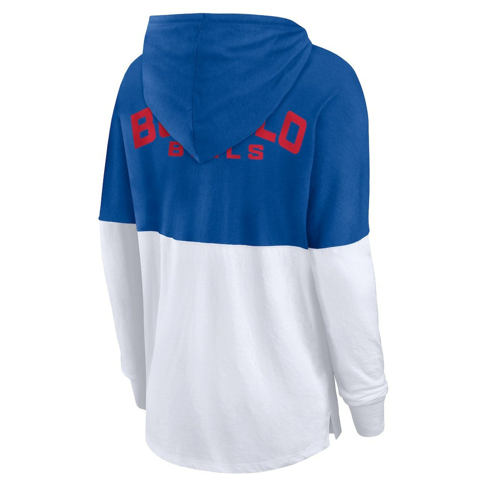 Buffalo Bills Women's Backup Option Long Sleeve Hoodie T-Shirt Royal/White - Fanatics