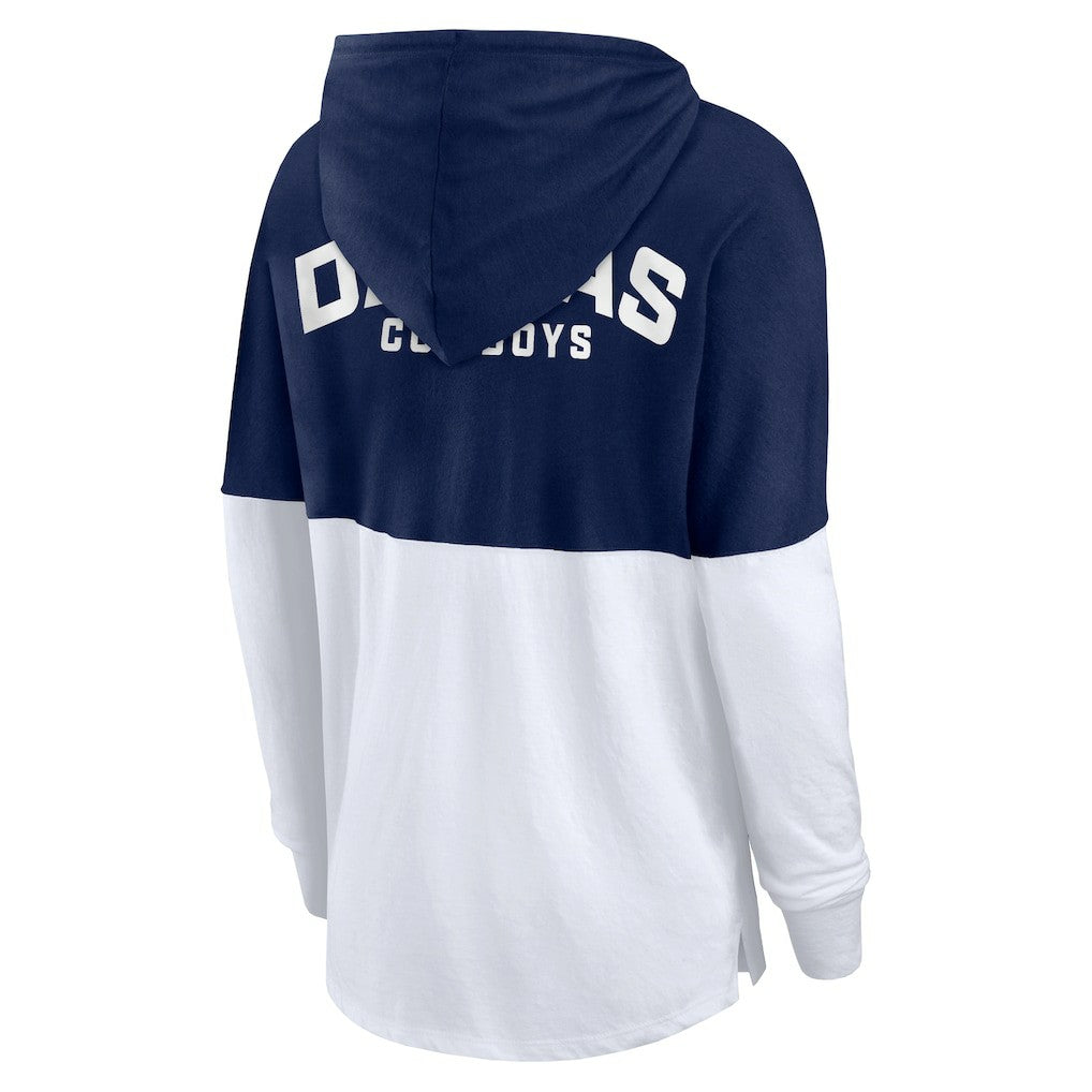 Dallas Cowboys Women's Backup Option Long Sleeve Hoodie T-Shirt Navy/White - Fanatics