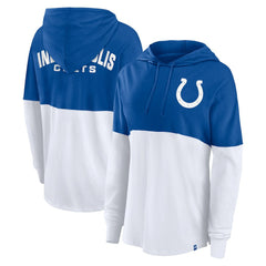 Indianapolis Colts Women's Backup Option Long Sleeve Hoodie T-Shirt Royal/White - Fanatics