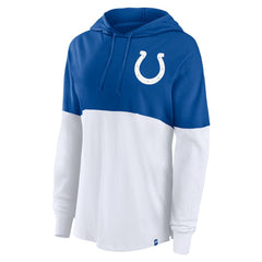 Indianapolis Colts Women's Backup Option Long Sleeve Hoodie T-Shirt Royal/White - Fanatics