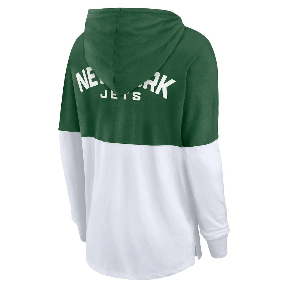 New York Jets Women's Backup Option Long Sleeve Hoodie T-Shirt Green/White - Fanatics