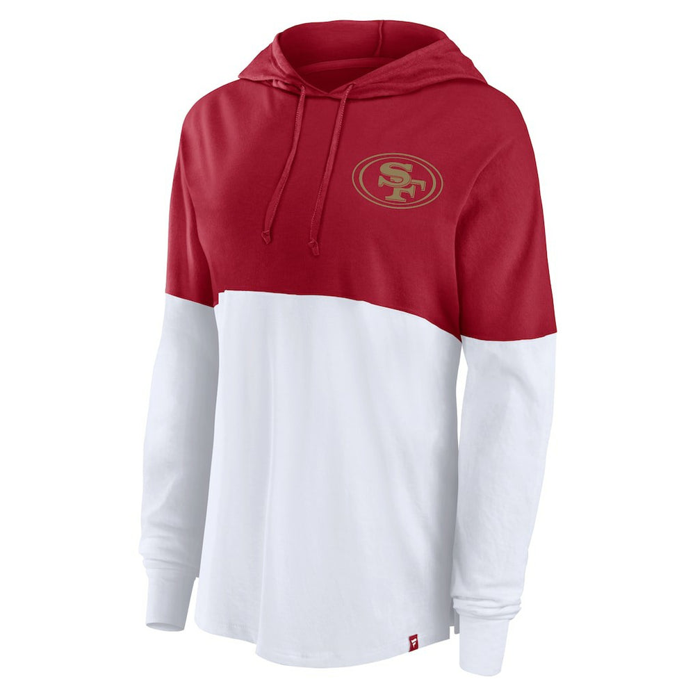 San Francisco 49ers Women's Backup Option Long Sleeve Hoodie T-Shirt Scarlet/White - Fanatics
