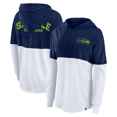 Seattle Seahawks Women's Backup Option Long Sleeve Hoodie T-Shirt College Navy/White - Fanatics
