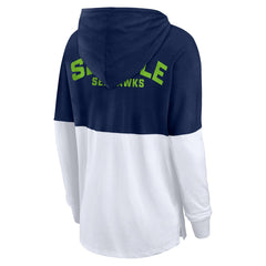 Seattle Seahawks Women's Backup Option Long Sleeve Hoodie T-Shirt College Navy/White - Fanatics