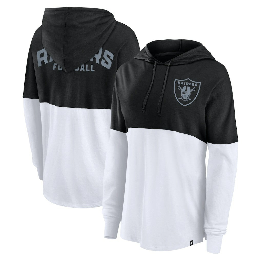 Las Vegas Raiders Women's Backup Option Long Sleeve Hoodie T-Shirt Black/White - Fanatics