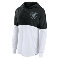 Las Vegas Raiders Women's Backup Option Long Sleeve Hoodie T-Shirt Black/White - Fanatics