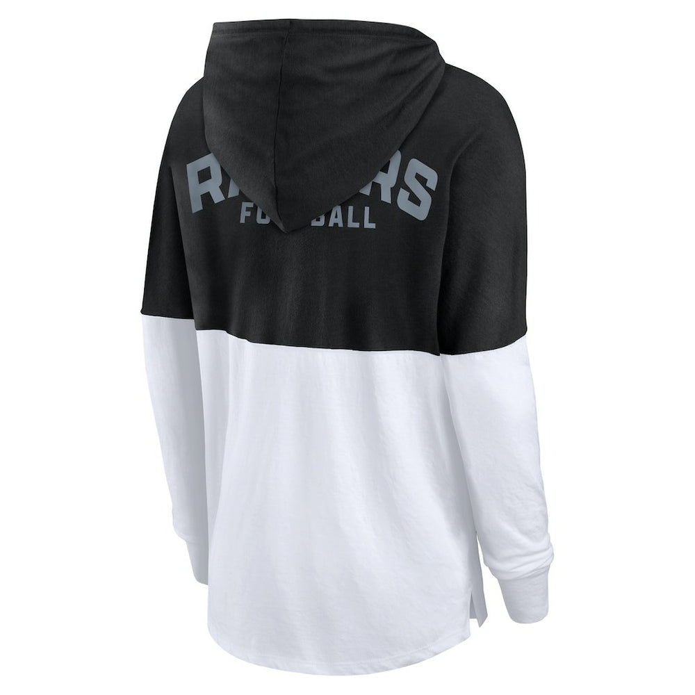 Las Vegas Raiders Women's Backup Option Long Sleeve Hoodie T-Shirt Black/White - Fanatics
