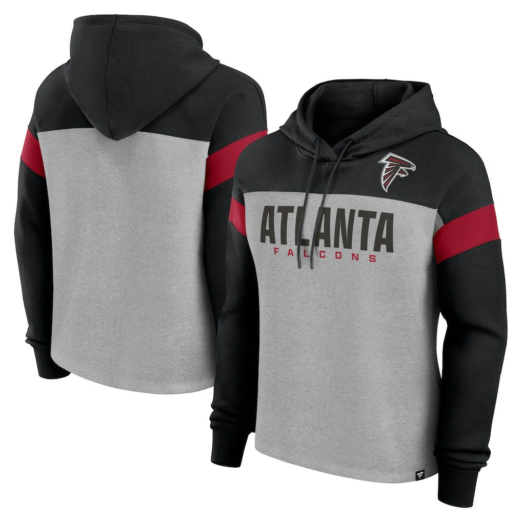 Atlanta Falcons Women's Bold Play Call Pullover Hoodie Heather Gray/Black - Fanatics