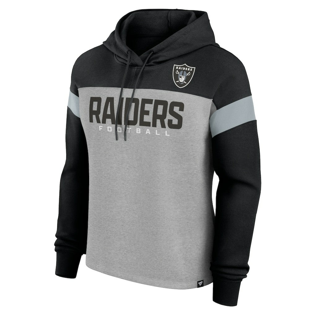 Las Vegas Raiders Women's Bold Play Call Pullover Hoodie Heather Gray/Black - Fanatics