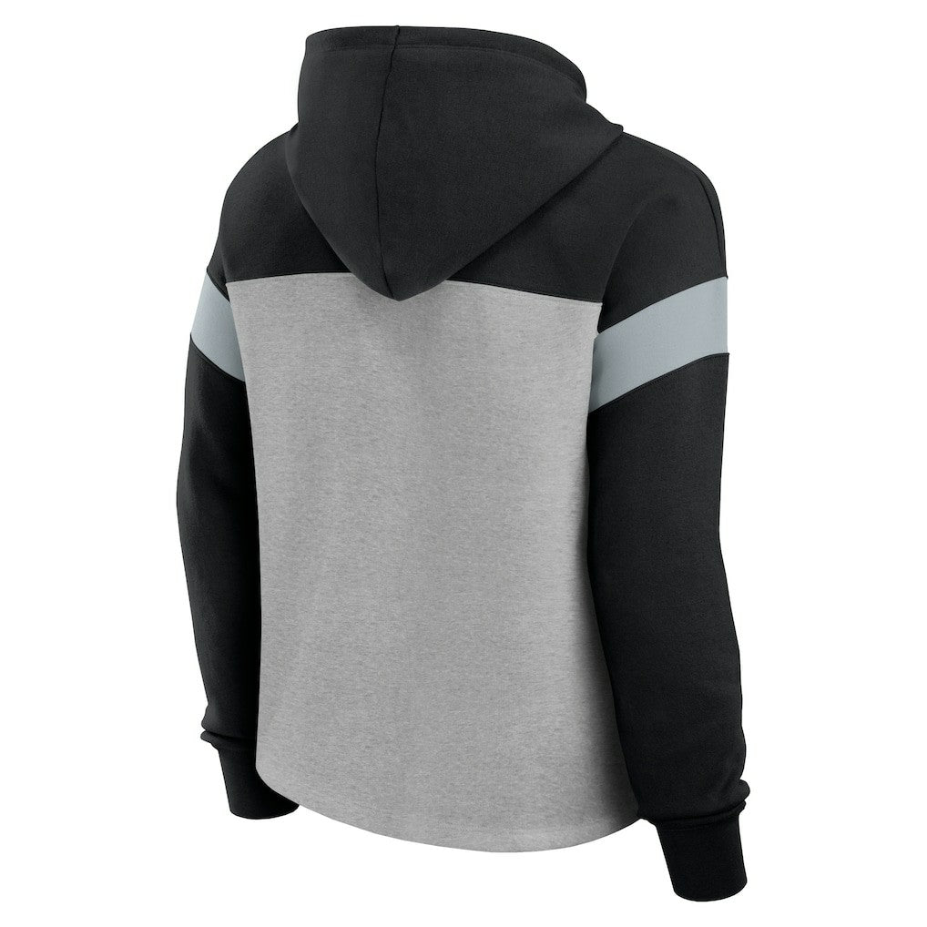 Las Vegas Raiders Women's Bold Play Call Pullover Hoodie Heather Gray/Black - Fanatics