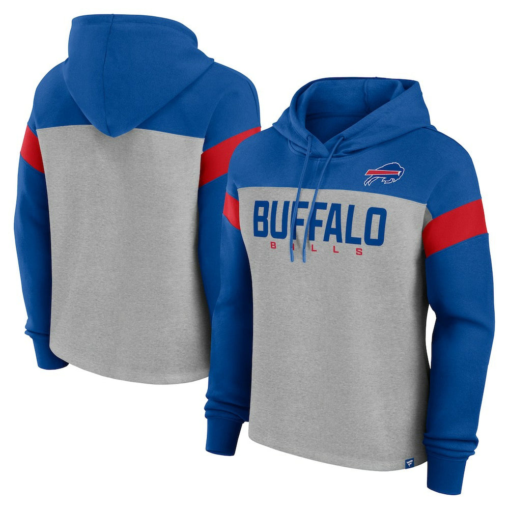 Buffalo Bills Women's Bold Play Call Pullover Hoodie Heather Gray/Royal - Fanatics