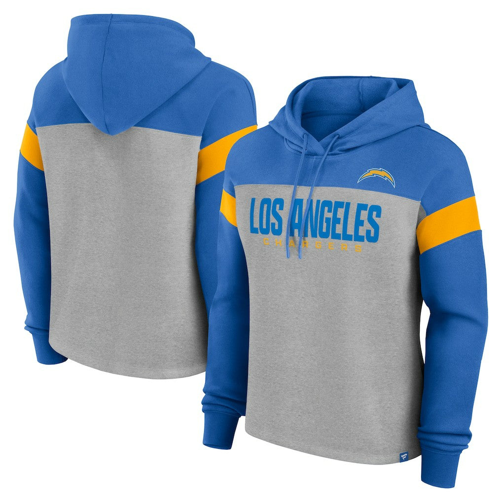 Los Angeles Chargers Women's Bold Play Call Pullover Hoodie Heather Gray/Powder Blue - Fanatics