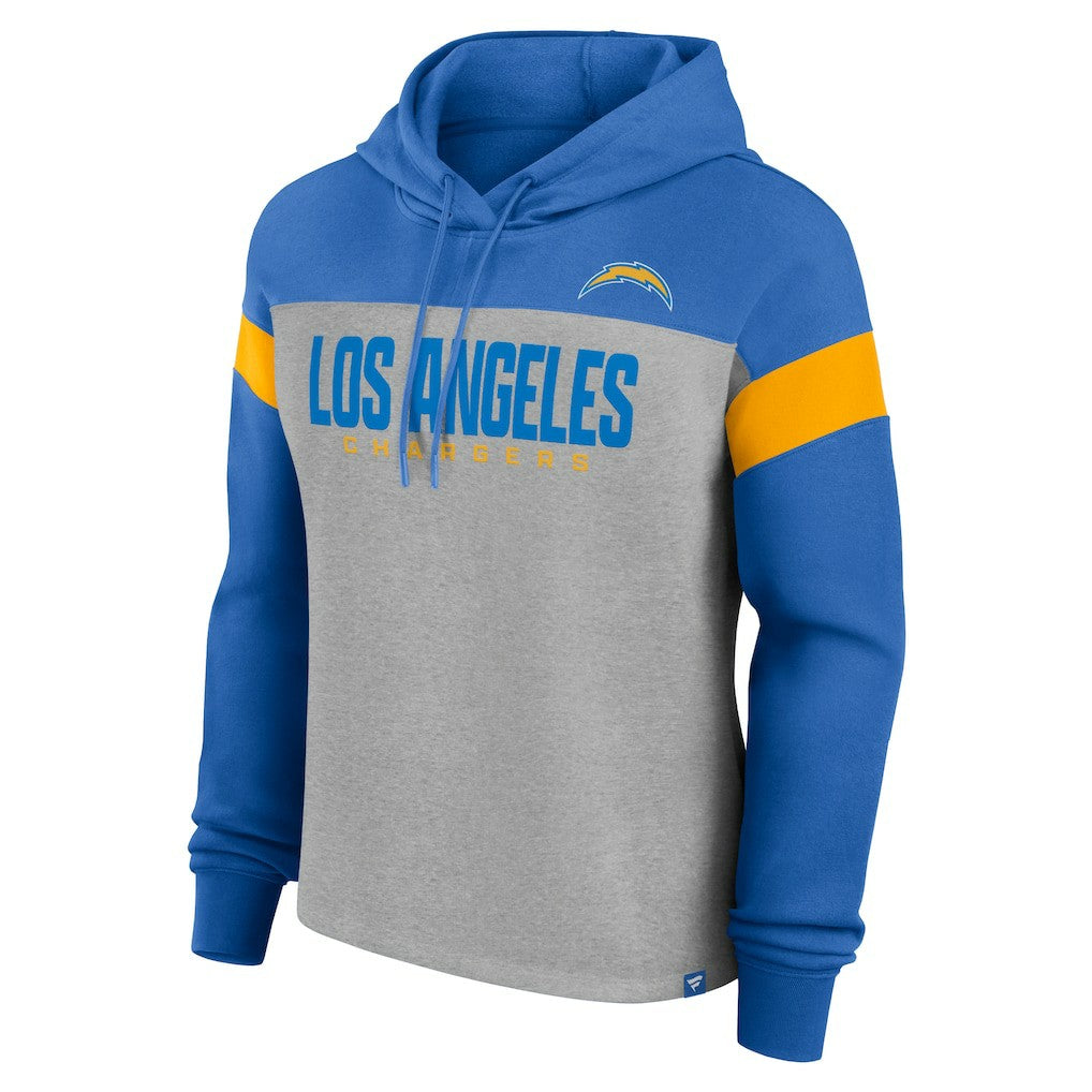 Los Angeles Chargers Women's Bold Play Call Pullover Hoodie Heather Gray/Powder Blue - Fanatics