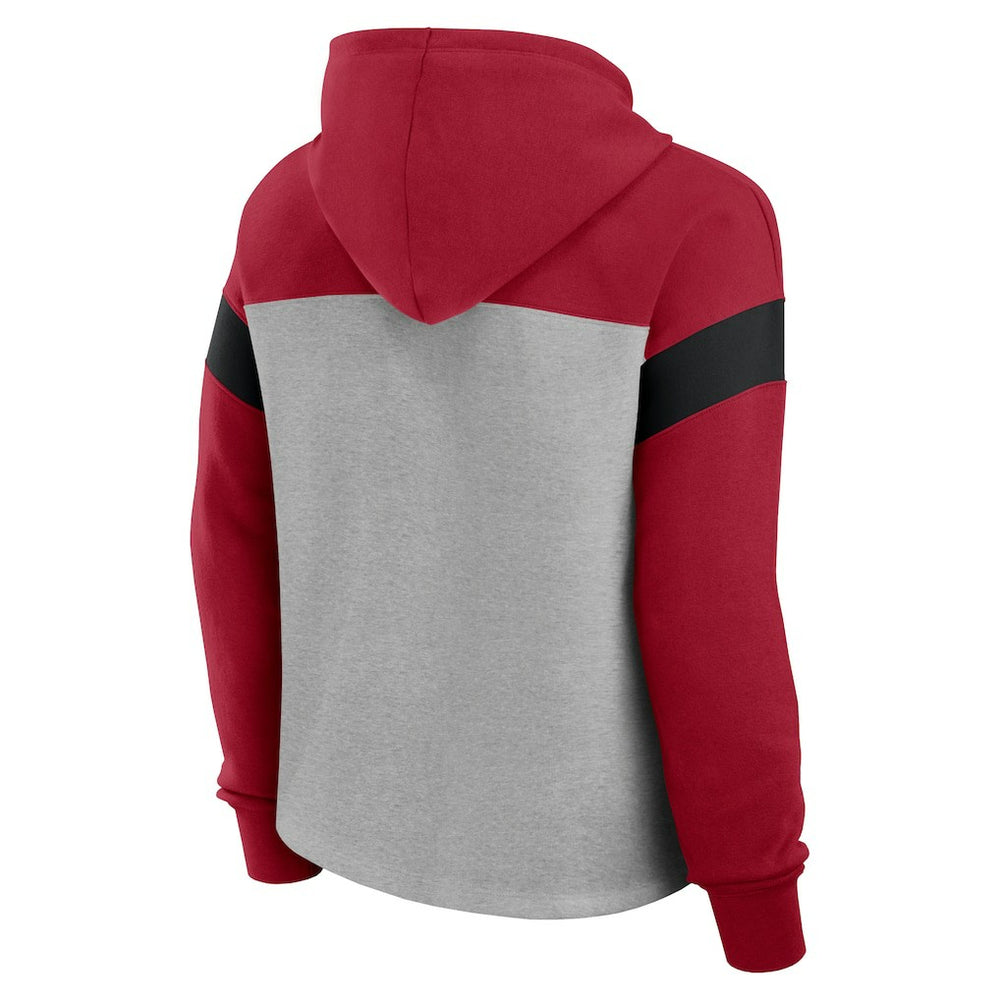San Francisco 49ers Women's Bold Play Call Pullover Hoodie Heather Gray/Scarlet - Fanatics