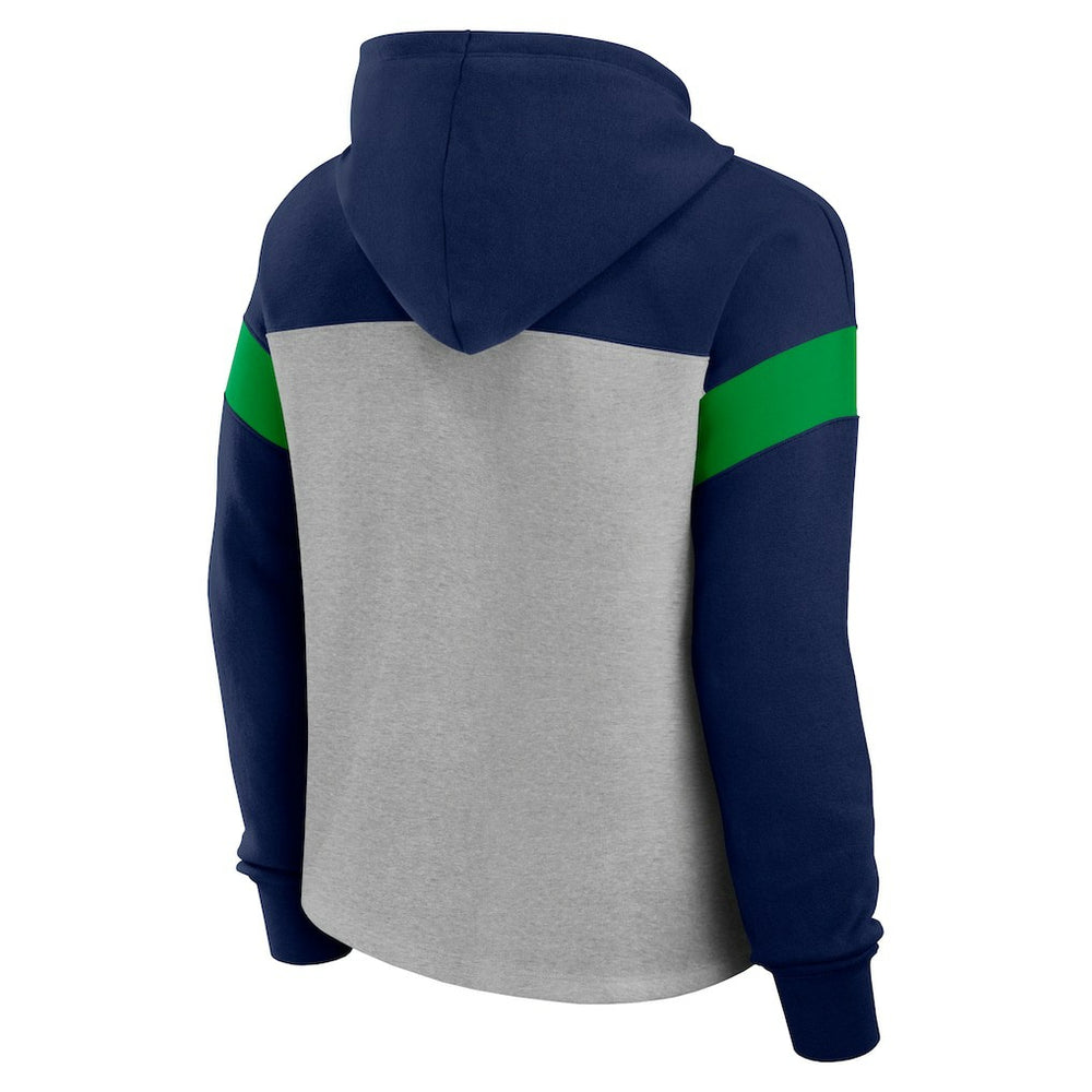 Seattle Seahawks Women's Bold Play Call Pullover Hoodie Heather Gray/College Navy - Fanatics