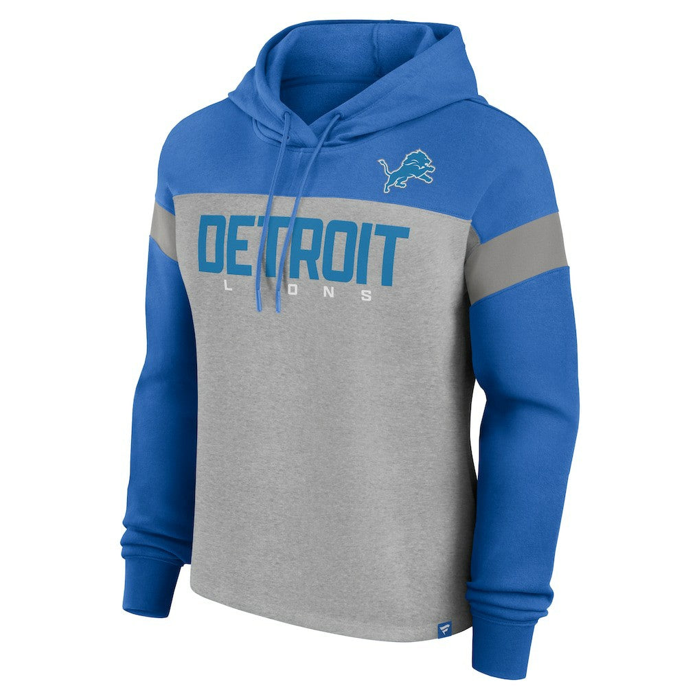Detroit Lions Women's Bold Play Call Pullover Hoodie Heather Gray/Blue - Fanatics