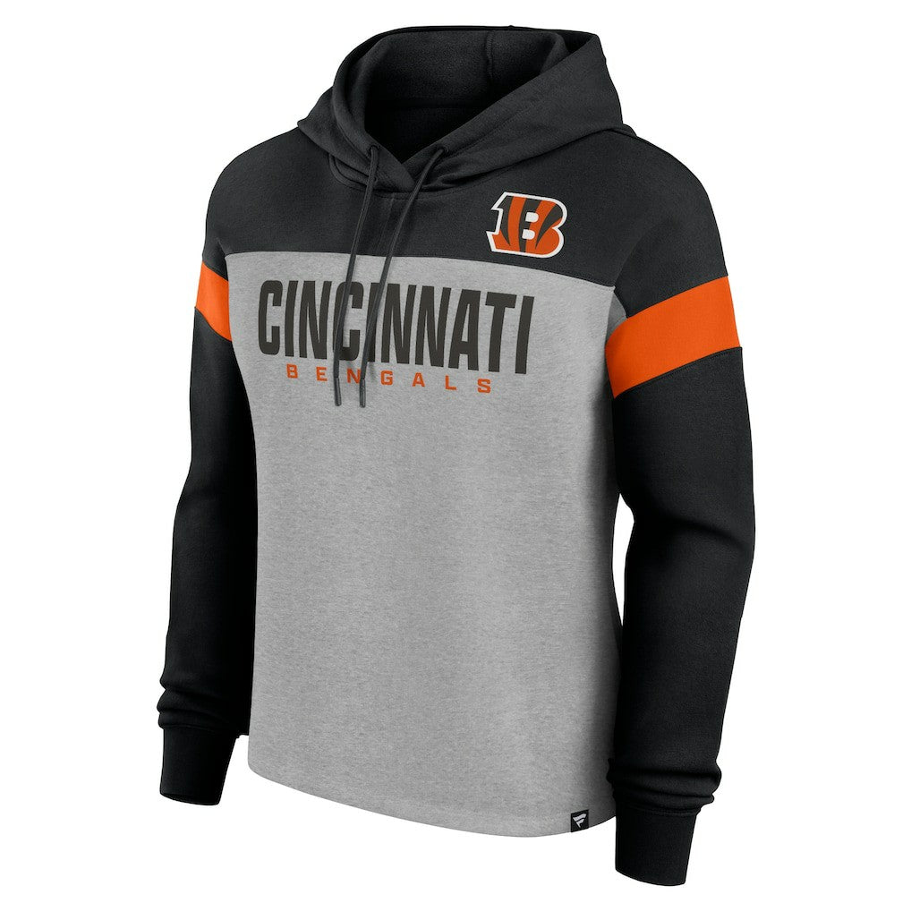 Cincinnati Bengals Women's Bold Play Call Pullover Hoodie Heather Gray/Black - Fanatics