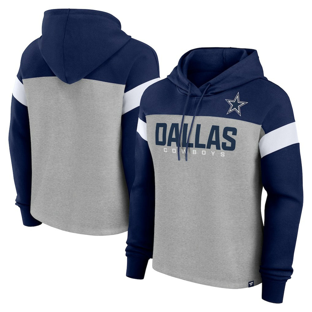 Dallas Cowboys Women's Bold Play Call Pullover Hoodie Heather Gray/Navy - Fanatics