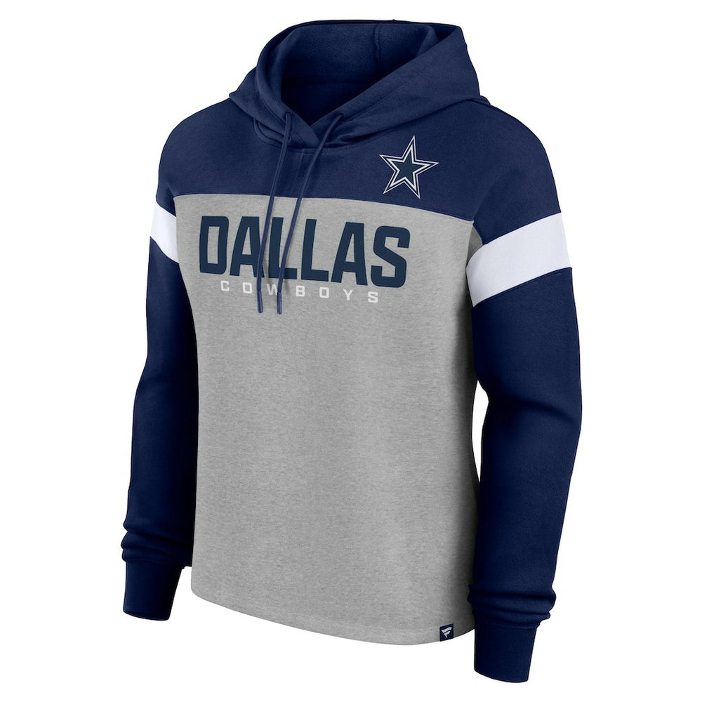 Dallas Cowboys Women's Bold Play Call Pullover Hoodie Heather Gray/Navy - Fanatics