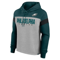 Philadelphia Eagles Women's Bold Play Call Pullover Hoodie Heather Gray/Midnight Green - Fanatics