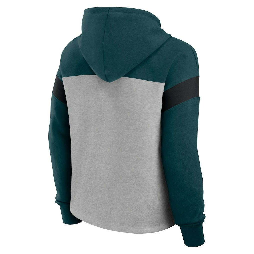 Philadelphia Eagles Women's Bold Play Call Pullover Hoodie Heather Gray/Midnight Green - Fanatics