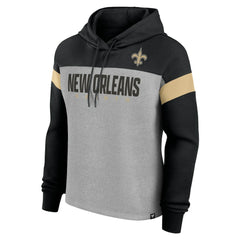 New Orleans Saints Women's Bold Play Call Pullover Hoodie Heather Gray/Black - Fanatics