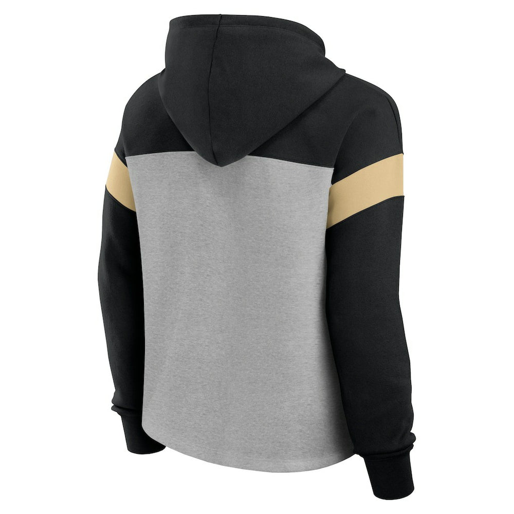New Orleans Saints Women's Bold Play Call Pullover Hoodie Heather Gray/Black - Fanatics