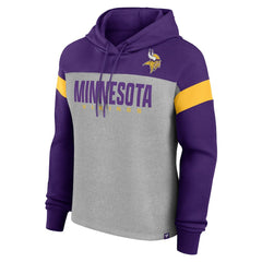 Minnesota Vikings Women's Bold Play Call Pullover Hoodie Heather Gray/Purple - Fanatics